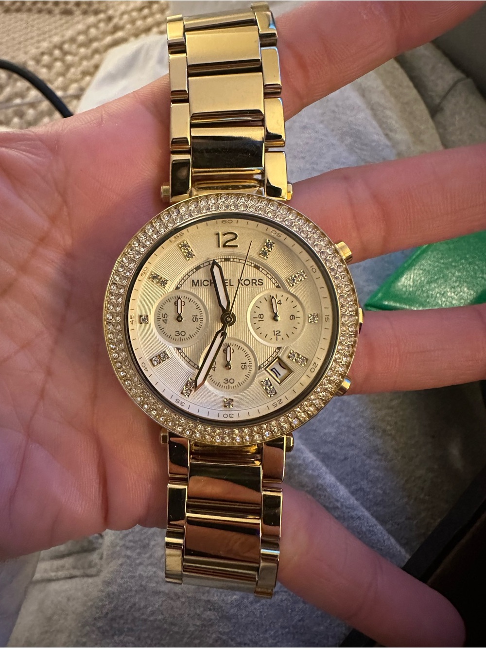 Michael Kors Gold Crystal-Accent Women's Chronograph Watch